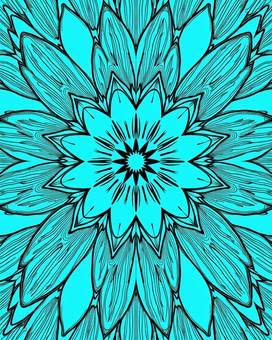 Vibrant Teal Floral Mandala Pattern Rug