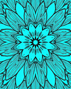 Vibrant Teal Floral Mandala Pattern Rug