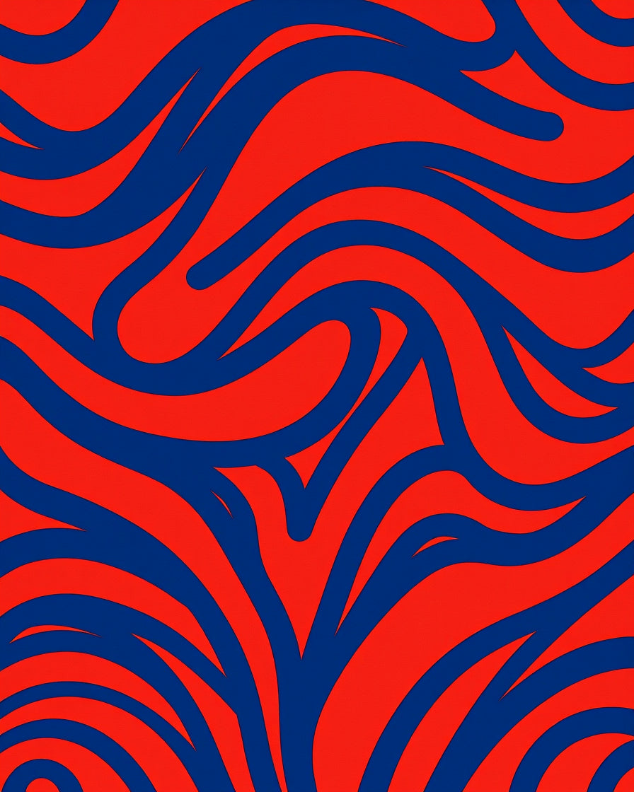Bold Blue Amber Abstract Flowing Lines Rug