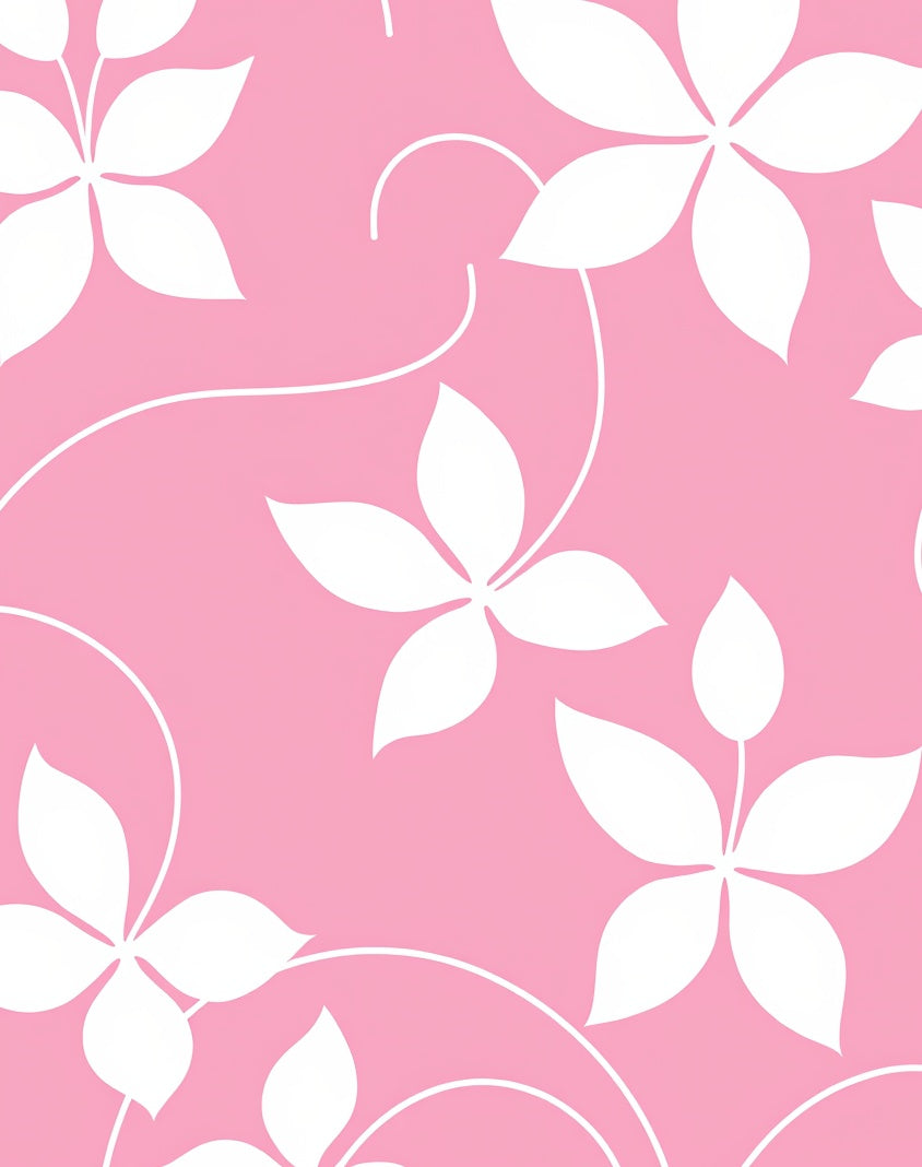 Delicate White Floral Swirl Pattern Rug