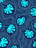 Aqua Leaf on Wavy Lines Rug