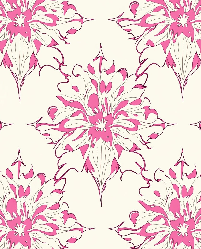 Pink Floral Mandala Pattern Rug