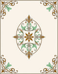 Brown Green Floral Scroll Medallion Rug