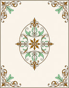Brown Green Floral Scroll Medallion Rug