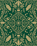 Elegant Gold Leaf Vine Traditional Rug