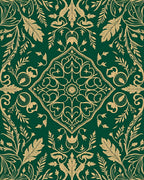 Elegant Gold Leaf Vine Traditional Rug