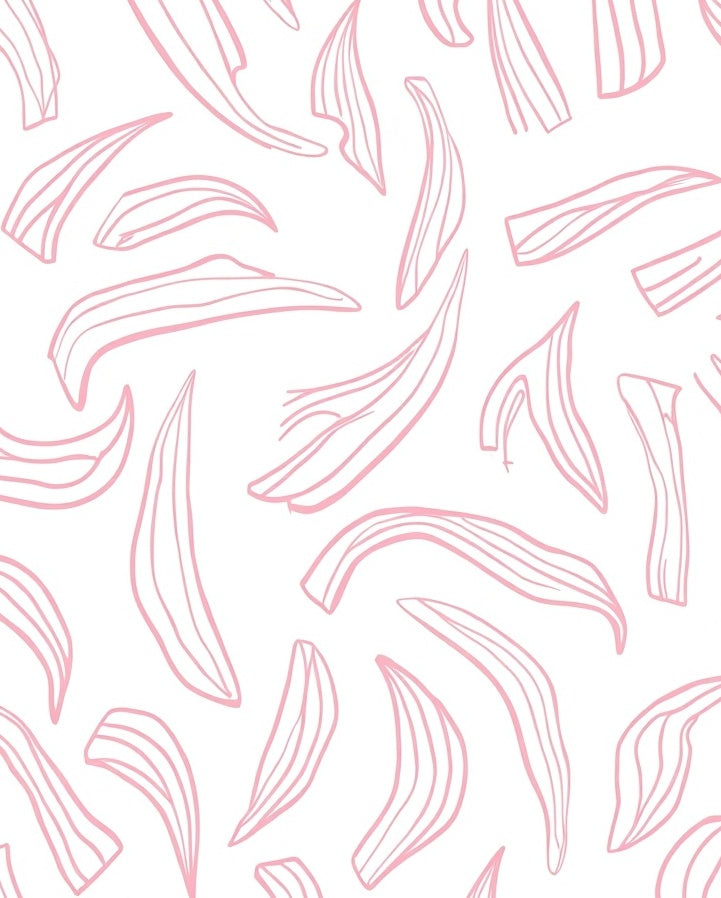 Soft Pink Petal Line Art Pattern Rug
