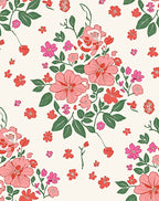 Vibrant Pink Coral Floral Print Rug
