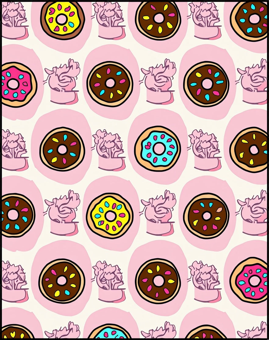 Playful Donut Floral Pattern Rug