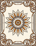 Intricate Floral Sunburst Mandala Design Rug