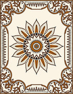 Intricate Floral Sunburst Mandala Design Rug
