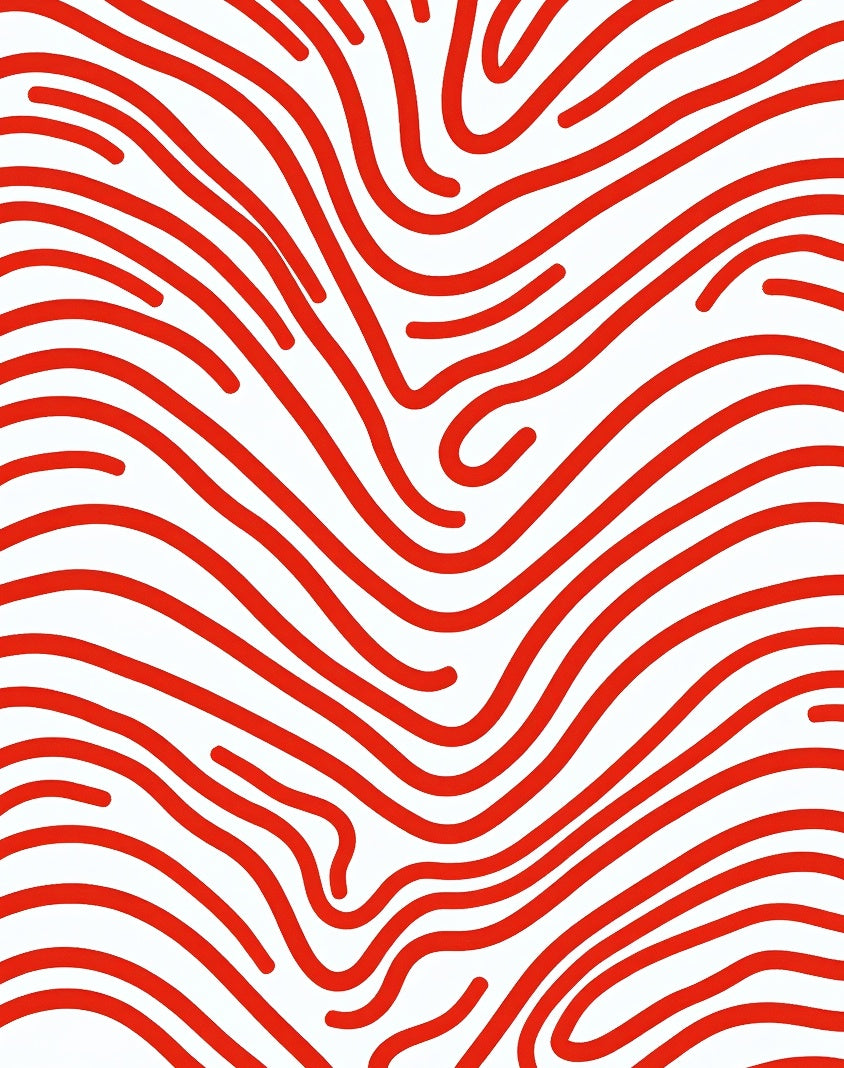Bold Red Wavy Stripe Pattern Rug