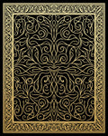 Ornate Black Gold Scroll Art Rug