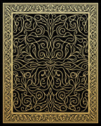 Ornate Black Gold Scroll Art Rug