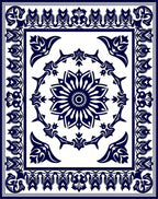 Classic Circle Floral Tile Pattern Rug