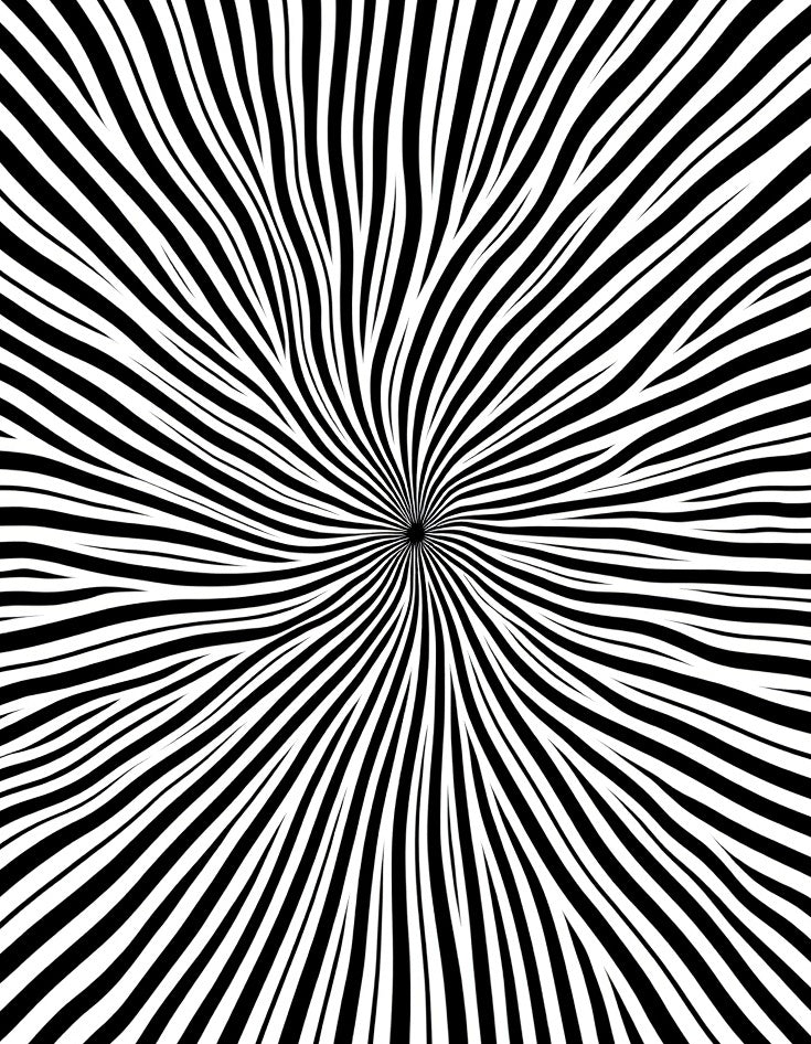 Radiating Black White Swirl Pattern Rug