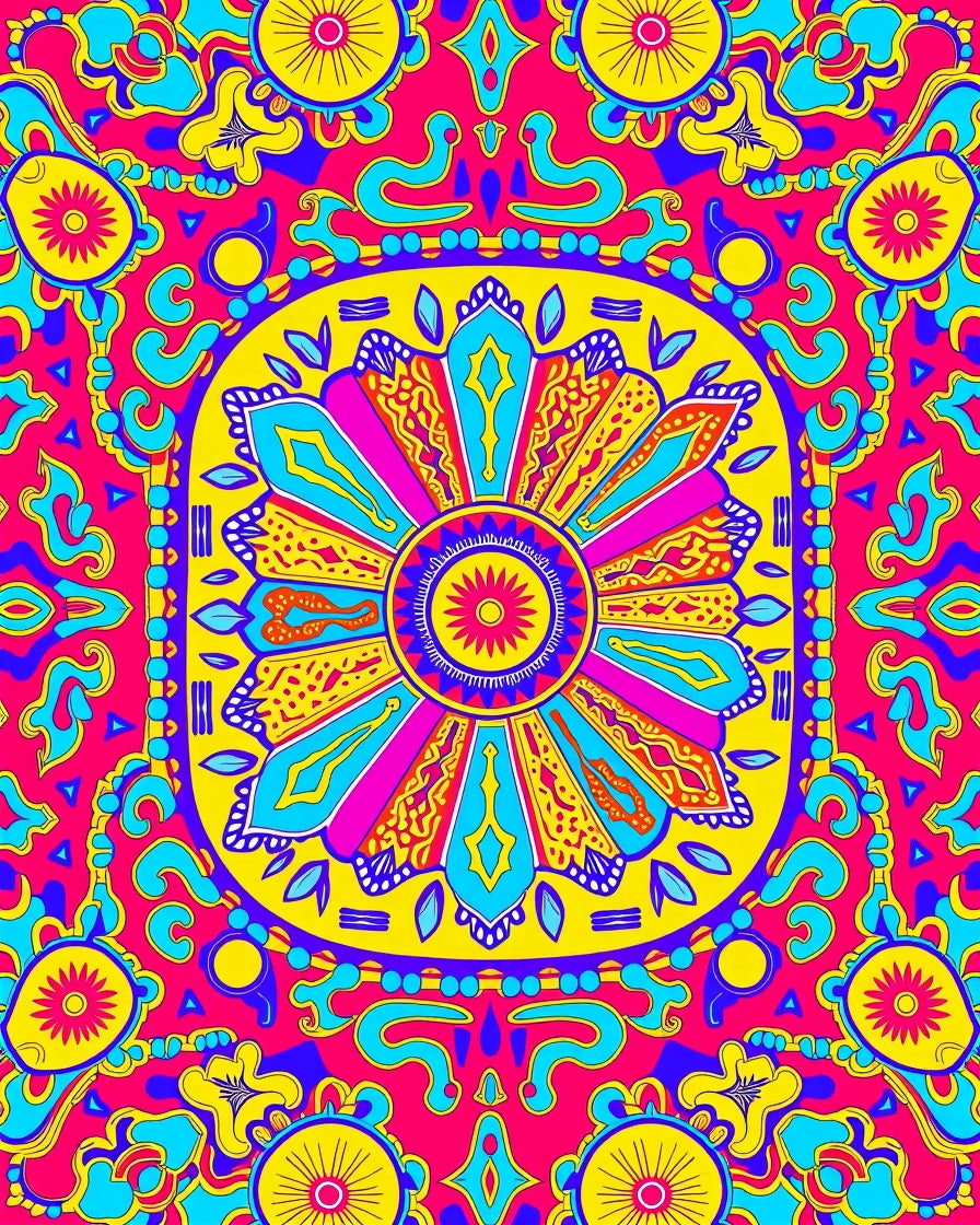 Vibrant Geometric Floral Pattern Rug