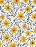 Yellow Floral Vine Pattern Rug