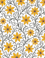 Yellow Floral Vine Pattern Rug