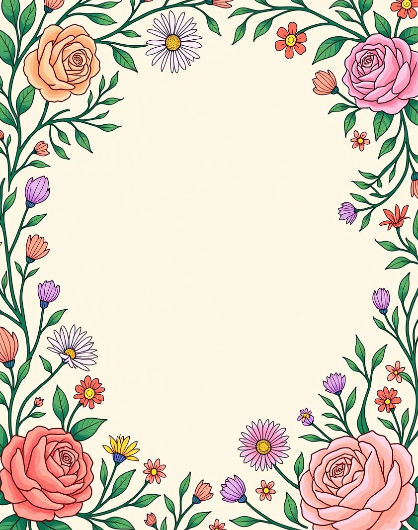 Vibrant Floral Vines Petals Rug