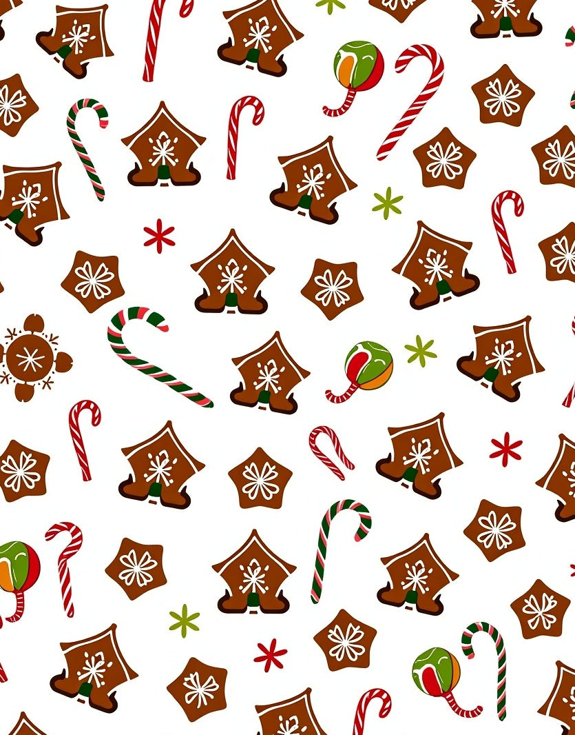 Christmas Gingerbread House Candy Cane Stars Rug