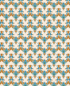 Ornate Blue Orange Crest Pattern Rug