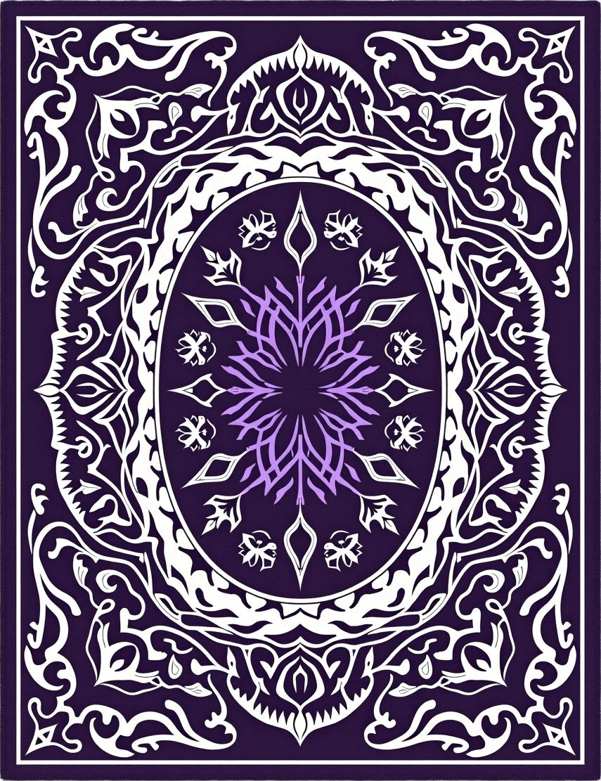Ornate Violet And Orchid Mandala Pattern Rug