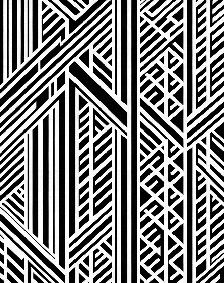Abstract Black White Geometric Pattern Rug