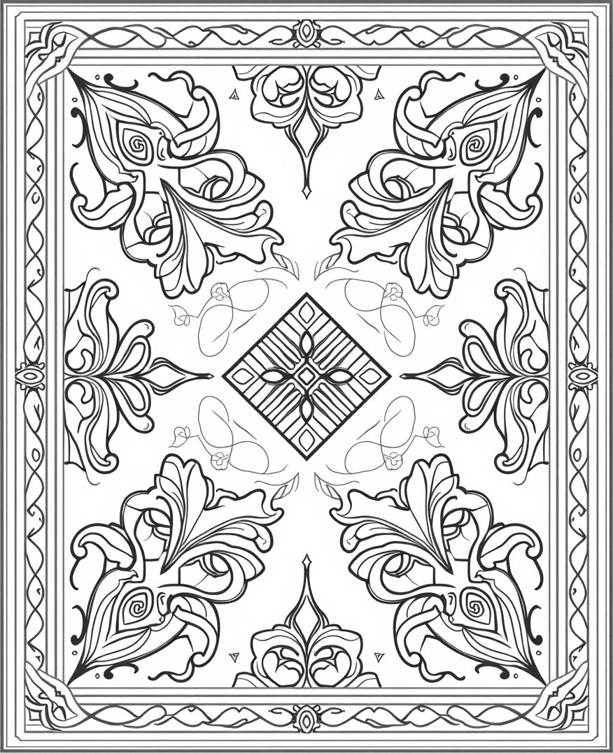 Ornate Floral And Geometric Pattern Rug