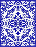 Royal Blue Floral Scroll Pattern Rug