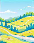 Vibrant Landscape Woodland Path Pattern Rug