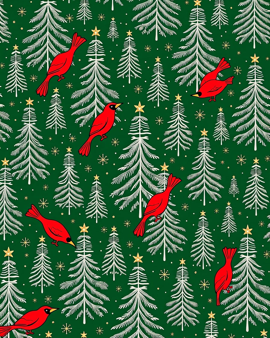Crimson Cardinals on Pine Forest Background Rug