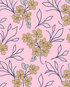 Blush Pink Floral Branch Design Rug