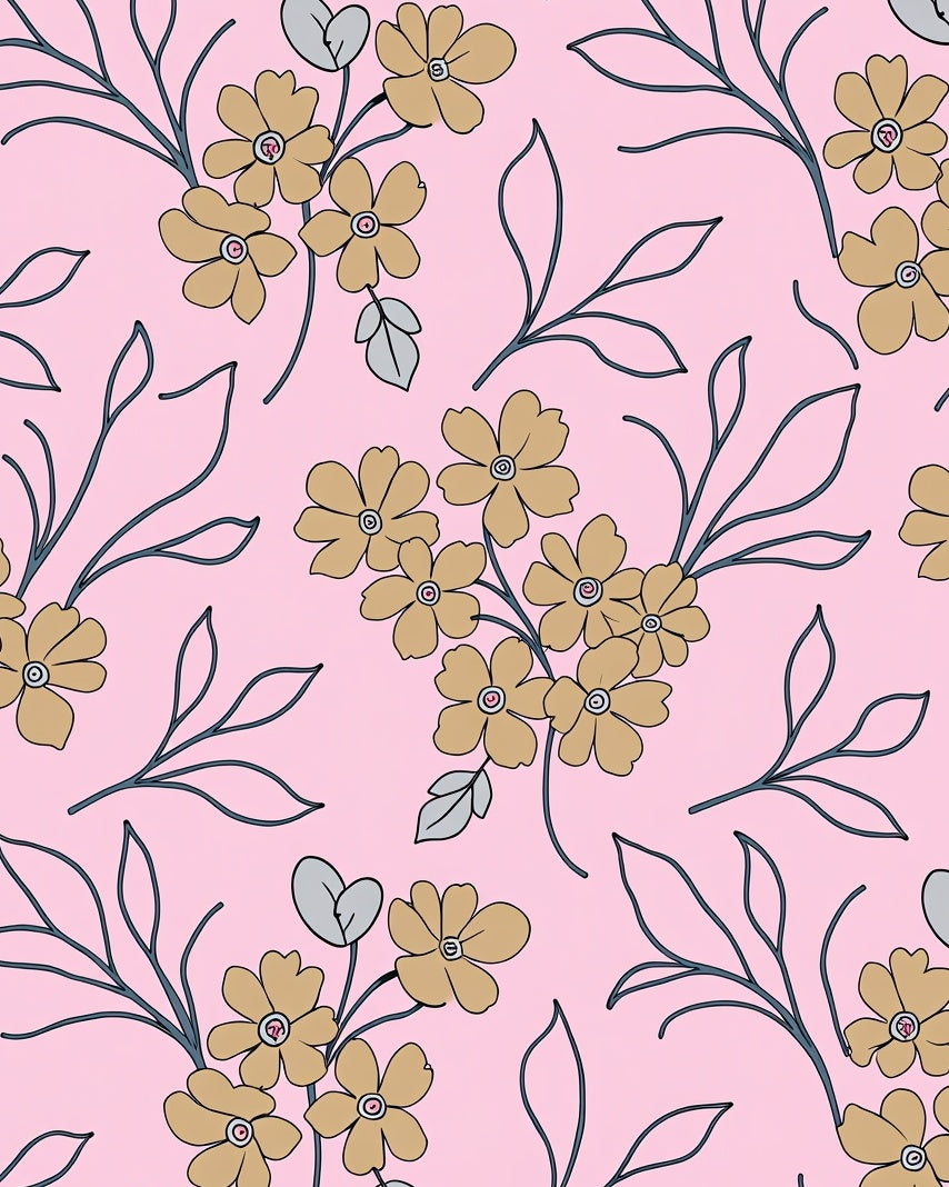Blush Pink Floral Branch Design Rug
