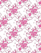 Abstract Pink Butterfly Flourish Pattern Rug