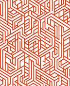 Red Geometric Maze Pattern Rug