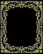 Ornate Yellow Flourish Border Design Rug