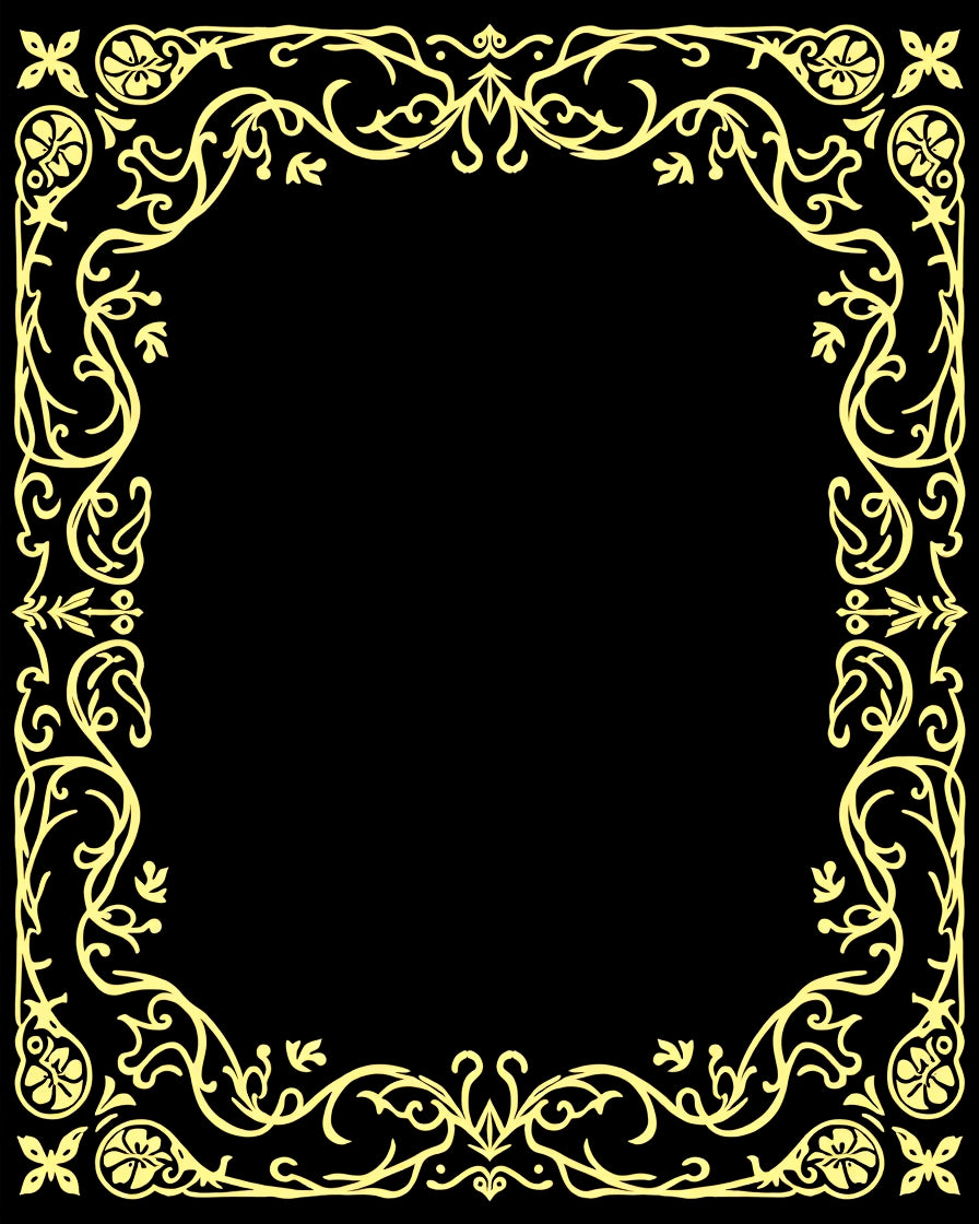 Ornate Yellow Flourish Border Design Rug