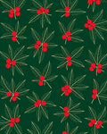 Red Berry Green Leaf Pattern Rug