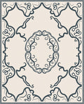 Ornate Scrollwork Cream Charcoal Rug