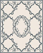 Ornate Scrollwork Cream Charcoal Rug