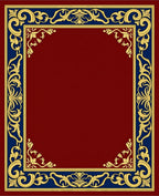 Ornate Blue Gold Floral Border Rug