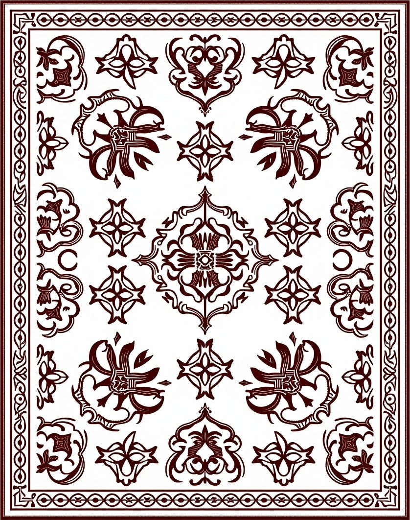 Dark Red Floral Medallion Harmony Rug
