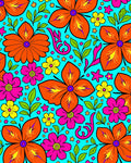Bold Floral Patterned Bright Rug