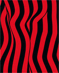Bold Red Black Wavy Stripes Rug