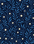 Dark Blue Floral Vine Pattern Rug