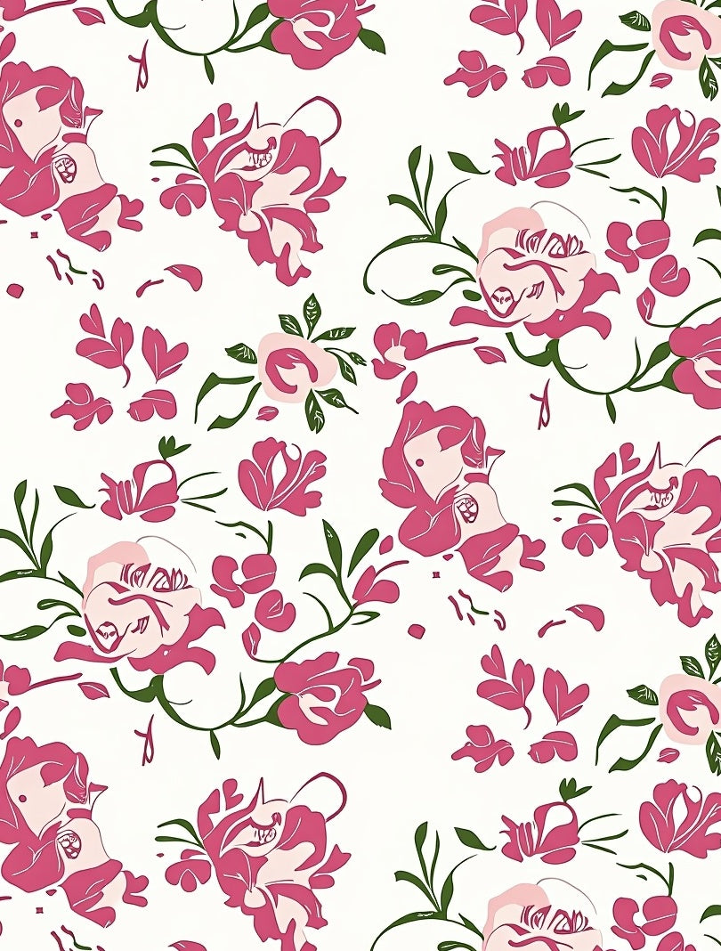 Bold Fuchsia Floral Pattern Rug