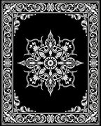 Ornate Floral Frame With Centerpiece Design Rug