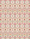 Art Nouveau Cream Red Floral Scroll Rug