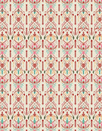 Art Nouveau Cream Red Floral Scroll Rug